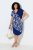 Ulla Popken 849033 Robe en mousseline à manches courtes et col V Bleu marine - Robes - Robes pour toutes les tailles