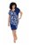 Ulla Popken 849033 Robe en mousseline à manches courtes et col V Bleu marine - Robes - Robes pour toutes les tailles