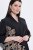 Ulla Popken 849423 Robe fleurie à manches 3/4 Noir - Robes maxi - Robes maxi grande taille