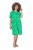 Ulla Popken 850204 Robe en jersey à manches courtes et col V Vert - Robes en jersey - 