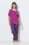 Ulla Popken 850864 Ensemble pyjama 3 pièces à carreaux Violet - Pyjamas/vêtements de détente - 