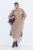 Ulla Popken 852288 Robe mi-longue à manches courtes et ceinture à nouer Marron clair - Robes midi - Robes midi grande taille