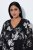 Ulla Popken 852959 Robe fleurie à manches 3/4 Noir - Robes midi - Robes midi grande taille