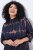 Ulla Popken 853590 Robe en jersey imprimée à manches 3/4 Bleu marine - Robes - Robes pour toutes les tailles