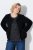 Ulla Popken 853685 Veste teddy courte à passepoils effet cuir Noir - Vestes - Vestes femme grande taille