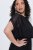 Ulla Popken 854031 Robe en mousseline à manches courtes Noir - Robes de soirée - Robes de soirée grande taille