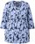 Ulla Popken Floral Print 3/4 Sleeve V-Neck Tee Navy Blue - T-shirts imprimés pour femme - 