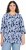 Ulla Popken Floral Print 3/4 Sleeve V-Neck Tee Navy Blue - T-shirts imprimés pour femme - 