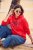 Ulla Popken TRUE Lettering Hoodie Neon Red - Sweatshirts & hoodies - 