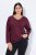 Ulla Popken Back To Basics V-Neck Relaxed Fit Cotton Tee Dark Berry - T-shirts - T-shirts pour femme