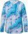 Ulla Popken Marble Ski Top with Gaiter Bright Turquoise - T-shirts imprimés pour femme - 