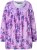 Ulla Popken Allover Printed Pleated Long Sleeve Tee Lavender - T-shirts imprimés pour femme - 