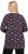 Ulla Popken Peppermint Tree V-Neck Holiday Cotton Long Sleeve Knit Tunic Black - T-shirts imprimés pour femme - 