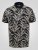 D555 Palmer Leaf Printed Jacquard Collar & Cuff Chest Pocket Polo Black - Polos - Polos homme grande taille