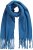 Ulla Popken Trendy Boucle Yarn Fringe Knit Scarf Teal Blue - Accessoires - 
