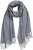 Ulla Popken Ribbed Knit Fringed Hem Scarf Grey Melange - Accessoires - 