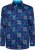 Kam Jeans 6071 Record Print Long Sleeve Shirt Navy - Chemises - Chemises Grandes Tailles Hommes