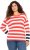 Ulla Popken Mixed Stripe Long Sleeve Sweater Hibiscus Red - Sweatshirts & hoodies - 