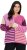Ulla Popken Patchwork Striped Long Sleeve V-Neck Sweater Raspberry - Sweatshirts & hoodies - 