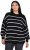 Ulla Popken Oversized Striped Balloon Sleeve Sweater Black - Sweatshirts & hoodies - 