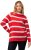 Ulla Popken Stripe Fine Knit Turtleneck Sweater Light Red - Sweatshirts & hoodies - 