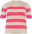 Kaffe Curve Lizzy Pull rayé Beige/Framboise - T-shirts imprimés pour femme - 