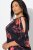 Ulla Popken Botanical Print Cold Shoulder Top Black - T-shirts - 
