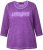 Ulla Popken UNIQUE Embroidered 3/4 Sleeve Tee Purple - T-shirts - 
