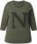 Ulla Popken Textured Lettering 3/4 Sleeve Tee Olive - T-shirts imprimés pour femme - 