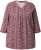 Ulla Popken Mixed Pattern Stripe 3/4 Sleeve Tee Dark Cherry Red - T-shirts - 