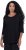 Ulla Popken Flower Epaulet 3/4 Sleeve Top Black - T-shirts imprimés pour femme - 