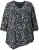 Ulla Popken Ribbon Print 3/4 Sleeve Asymmetric Tee Black - T-shirts imprimés pour femme - 