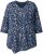 Ulla Popken Ribbon Print 3/4 Sleeve Asymmetric Tee Navy - T-shirts imprimés pour femme - 