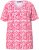 Ulla Popken Coral Reef Printed Short Sleeve V-Neck Tee Lychee - T-shirts imprimés pour femme - 
