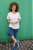Ulla Popken Embroidered Sunrise Lettering Tee Off-White - T-shirts imprimés pour femme - 