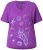 Ulla Popken Marine Print Short Sleeve Tee Purple - T-shirts imprimés pour femme - 