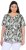 Ulla Popken Feather Print Short Sleeve V-Neck Tee Olive Grey - T-shirts imprimés pour femme - 