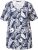 Ulla Popken Feather Print Short Sleeve V-Neck Tee Ink Blue - T-shirts imprimés pour femme - 