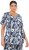 Ulla Popken Feather Print Short Sleeve V-Neck Tee Ink Blue - T-shirts imprimés pour femme - 