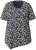 Ulla Popken Bow Print Short Sleeve Pointed Hem Tee Black - T-shirts imprimés pour femme - 