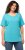 Ulla Popken Double Layer Rounded V-Neck Slim Fit Tee Deep Aqua - T-shirts - 