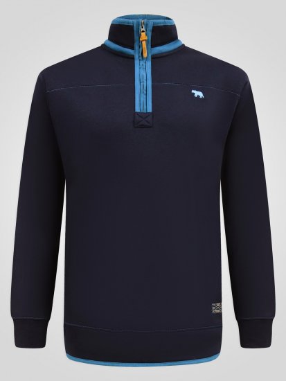 D555 Conway 2 1/4 Zip Neck Fleece Sweatshirt With Bear Logo Bleu marine - Sweatshirts & hoodies - Sweatshirts/Hoodies grande taille homme