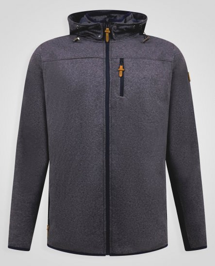 D555 Conrad Detachable Hood Bonded Fleece Zip Through Hoody Bleu marine - Sweatshirts & hoodies - Sweatshirts/Hoodies grande taille homme