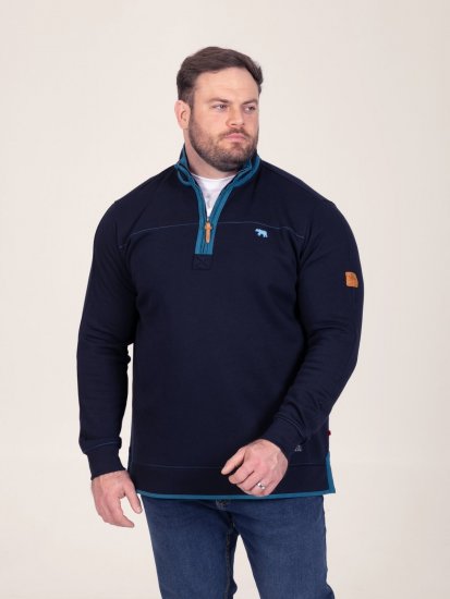 D555 Conway 2 1/4 Zip Neck Fleece Sweatshirt With Bear Logo Bleu marine - Sweatshirts & hoodies - Sweatshirts/Hoodies grande taille homme