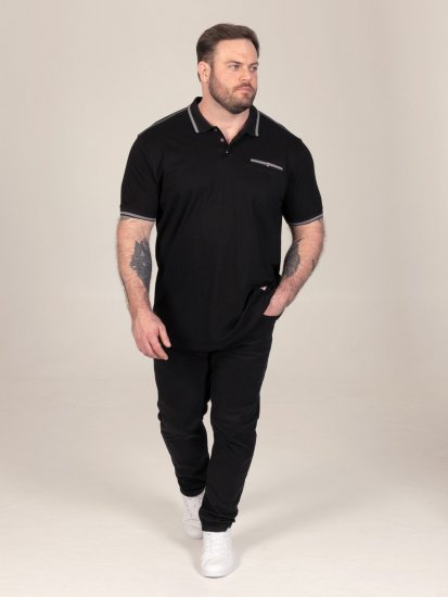 D555 Potts Jersey Polo With Jacquard Collar & Cuffs Noir - Polos - Polos homme grande taille