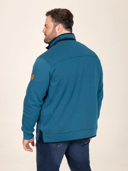 D555 Conway 1 1/4 Zip Neck Fleece Sweatshirt With Bear Logo Teal - Sweatshirts & hoodies - Sweatshirts/Hoodies grande taille homme