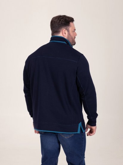 D555 Conway 2 1/4 Zip Neck Fleece Sweatshirt With Bear Logo Bleu marine - Sweatshirts & hoodies - Sweatshirts/Hoodies grande taille homme