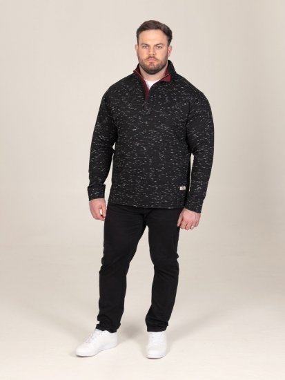D555 Chandler Reno 1/4 Zip Neck Sweatshirt With Bear Logo Noir - Sweatshirts & hoodies - Sweatshirts/Hoodies grande taille homme