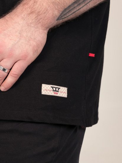 D555 Potts Jersey Polo With Jacquard Collar & Cuffs Noir - Polos - Polos homme grande taille