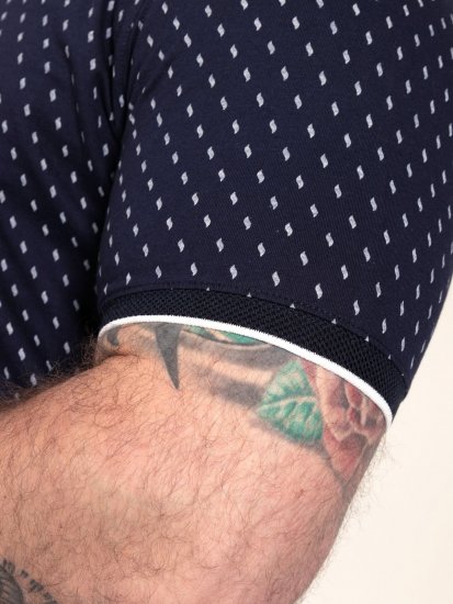 D555 Reid AOP Polo With Jacquard Collar, Pocket And Cuffs Bleu marine - Polos - Polos homme grande taille